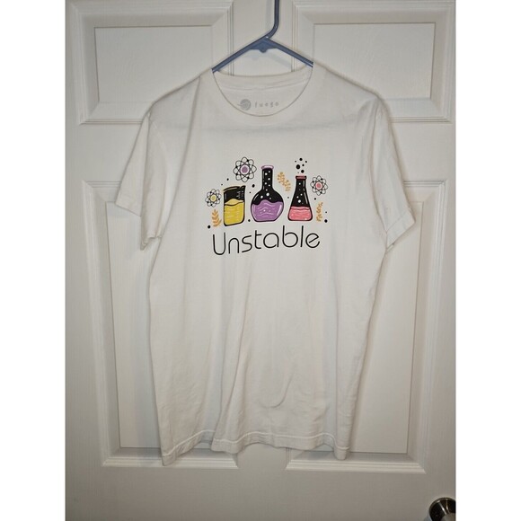 Unstable Chemistry T Shirt Womens Size M Medium White Fuego Short Sleeve - Picture 1 of 4